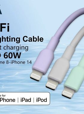3A PD 60W USB Cable For iPhone 14 13 12 Pro Max X XR 0.3m Quick Charging Data Cord Type C to Lightin