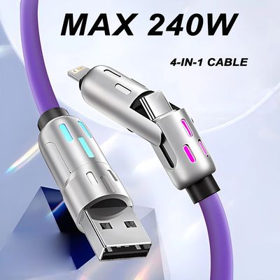 4-IN-1 240W USB Type C To USB C Cable PD Quick Charger Wire For iPhone 16 Pro Max 15 iPad Samsung Ta