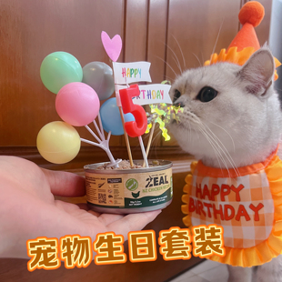 宠物猫咪庆祝过生日帽子围兜围脖口水巾小型狗狗头上装饰装扮拍照