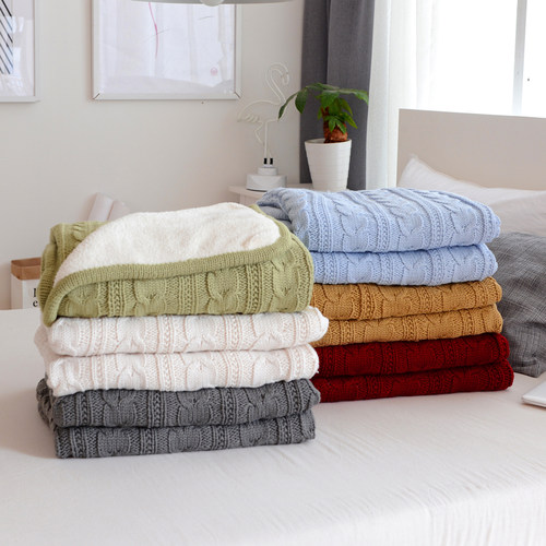 纯棉针织毛毯加厚冬季珊瑚绒盖毯