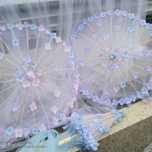 原创婚礼洛丽塔汉服古装走秀舞蹈表演飘带流苏拍摄油纸绢丝道具伞