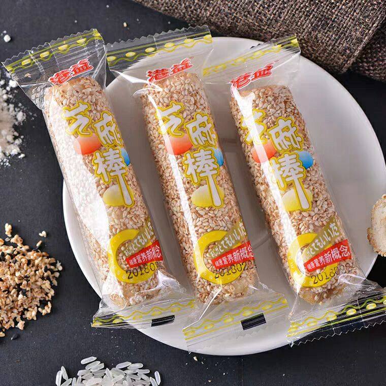 港益芝麻棒整箱4斤2000g零食芝麻杆传统夹心米果尝香棒多口味