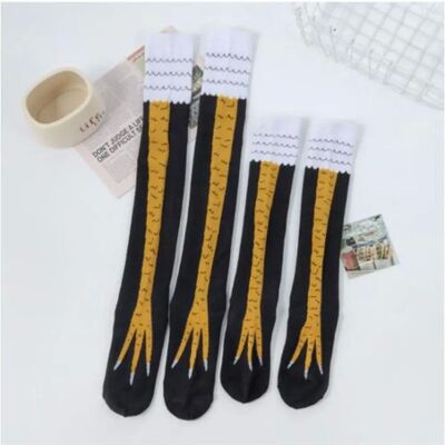 Novelty Cotton High Tube Chicken Feet Socks Breathable Haraj