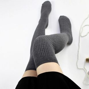 Women Winter Knee Stockings Plus Velvet Gaiters Striped Long