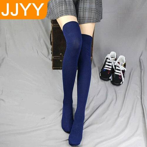 Long Socks for Women Over The Knee Cotton Knitted Stockings