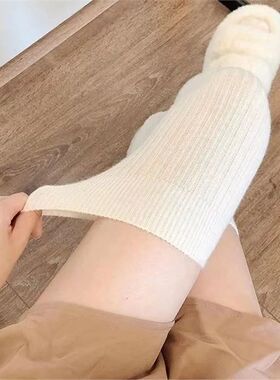 Women Long Socks Cashmere Women Boot Solid Wool Thigh Stocki