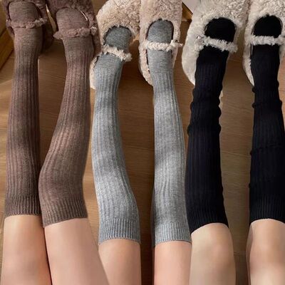 Lolita Over Knee Stockings Wool Velvet Gaiters Solid Long So
