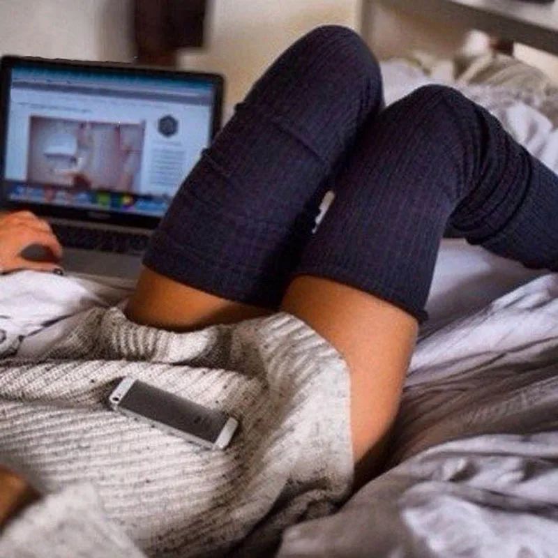 Women's Stockings Gaiters Striped Long Socks Thigh Winter Hi