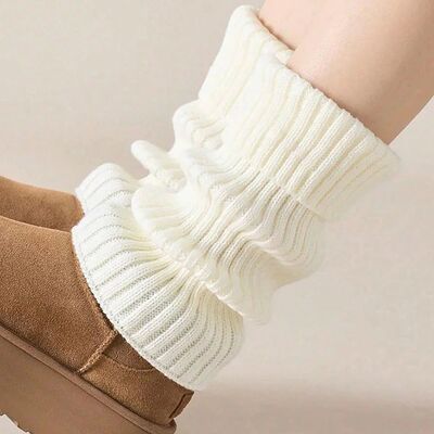 1 Pair Classic Knit Leg Warmers Rib-Knit Knee-High Leg Warme