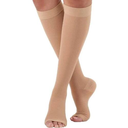 S-XL Compression Stockings Stretch Open Toe Knee-High Socks
