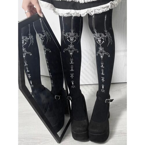Goth cross Sweet Over Knee Long Socks Women Girs Sexy Nylon