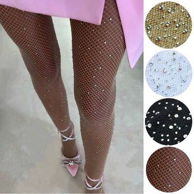 Summer Fishnet Diamond Pantyhose for Women Sexy Fashion Shin