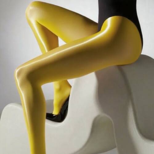 Plus Size Women'S Yellow Oil Slick Tights High Waisted Gloss