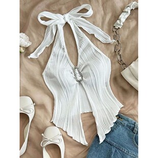 Sexy neck Crop Halter Top Neck Women Sleeveless Summer for