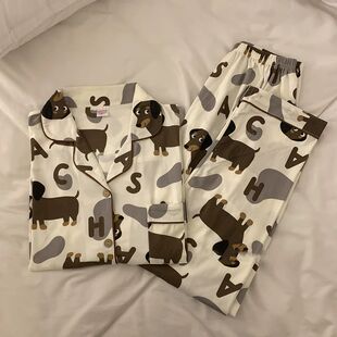 Pajamas Print Spring Set Cute Summer Women Dachshund Cotto