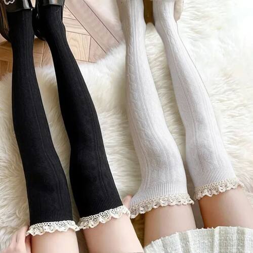Lolita Lace Up Long Knee Socks for Women Over Knee Thigh Hig