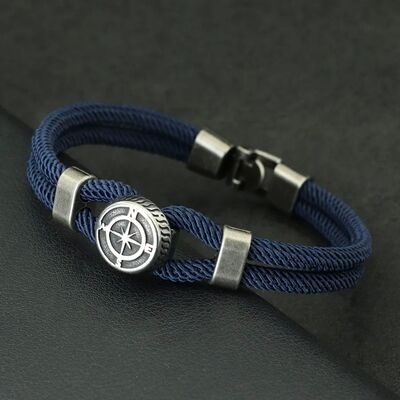 New Compass Bracelet Man Viking Nautical Rope Braslet Bangle