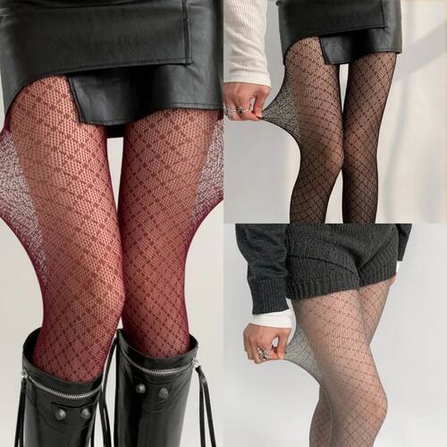 Korean Ladies Rhombus Plaid Pantyhose Retro Women Sexy Hotti