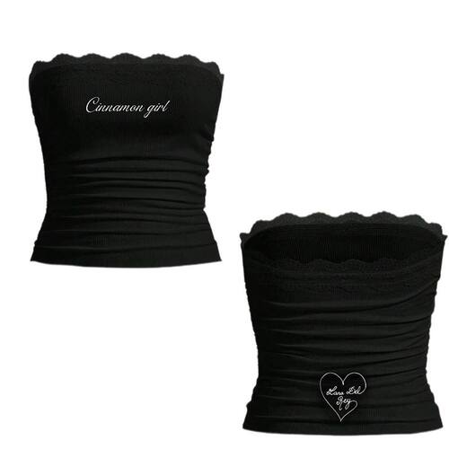 Y2K Gothic Retro Letter Print Tube Top Sexy Chic Emo Girls F