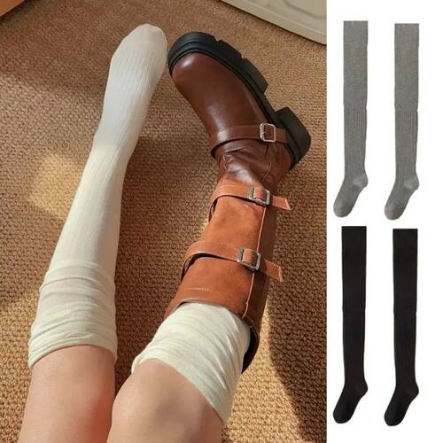 Black White Stockings Women Girls Thigh High Long Socks JK J
