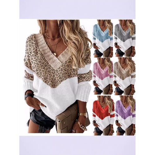 Collar Pullover Sweater Autumn And Winter Colorblock Top Str