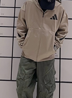 Adidas阿迪达斯Z.N.E.男士连帽针织运动休闲开衫透气夹克 JD9600