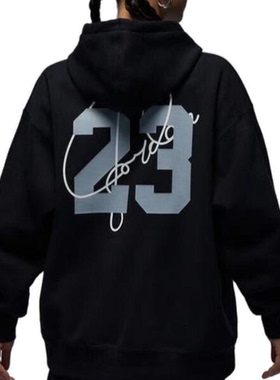 JORDAN 23女子运动宽松休闲加绒印花连帽套头衫卫衣 FZ4334-010