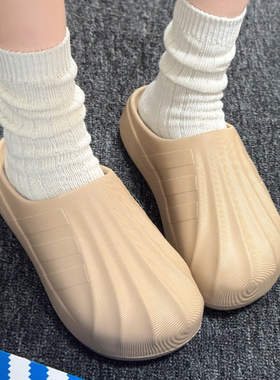 阿迪达斯三叶草男女经典运动贝壳头凉鞋穆勒鞋厚底沙滩鞋IE0754