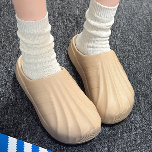 阿迪达斯三叶草男女经典运动贝壳头凉鞋穆勒鞋厚底沙滩鞋IE0754