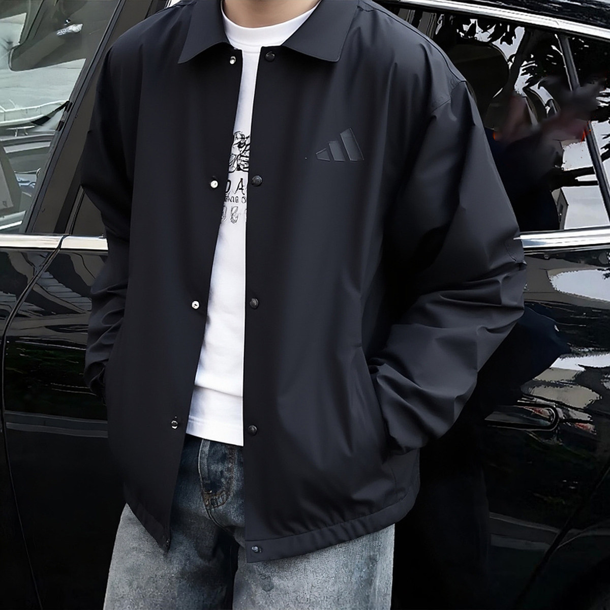 阿迪达斯加绒棒球服男春季新款夹克防风美式宽松复古外套 JN0114