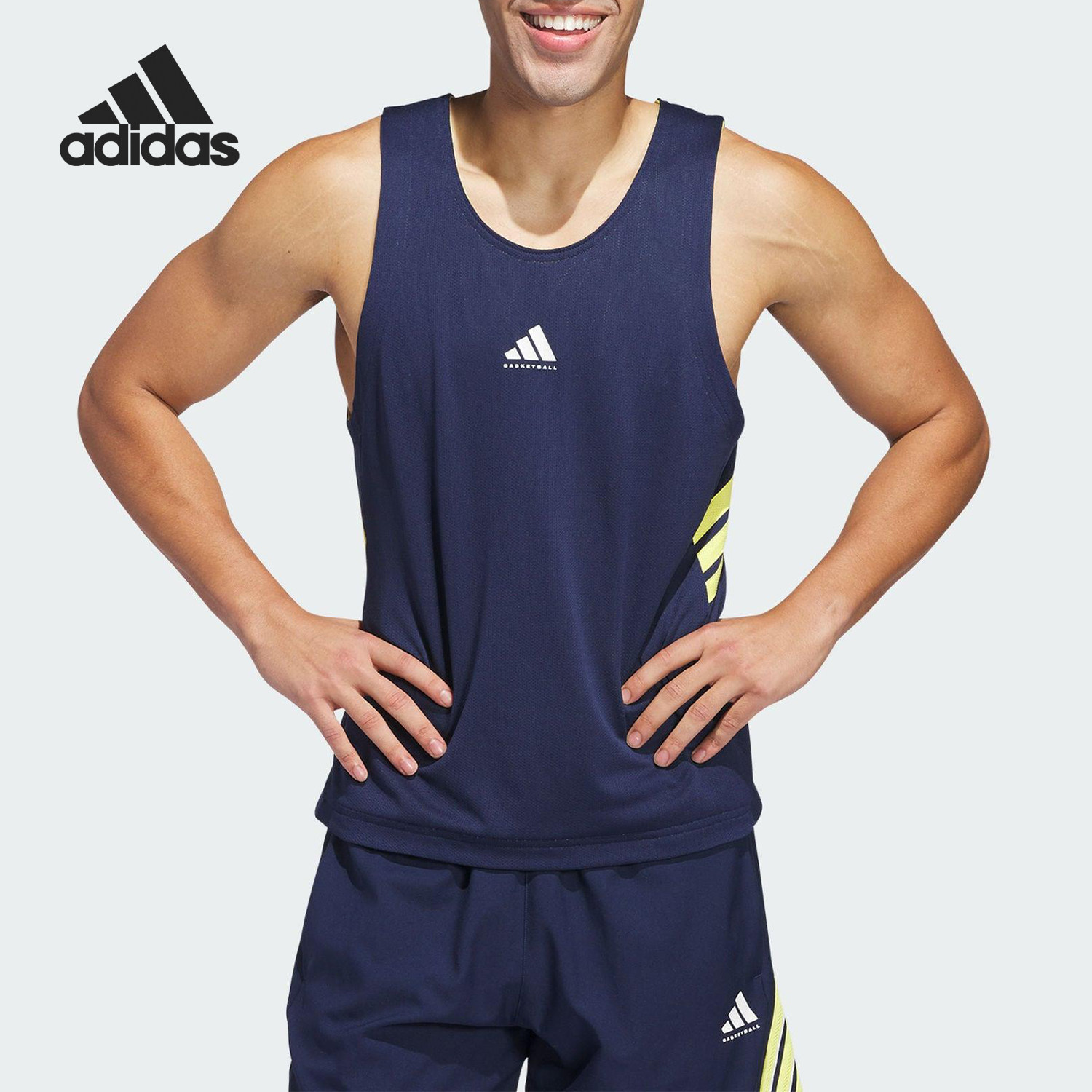 Adidas阿迪达斯双面穿夏季款男士热身无袖宽松运动背心 JN4707