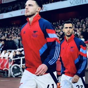 阿迪达斯三叶草阿森纳长袖 男足球外套休闲训练服梭织夹克IS6503