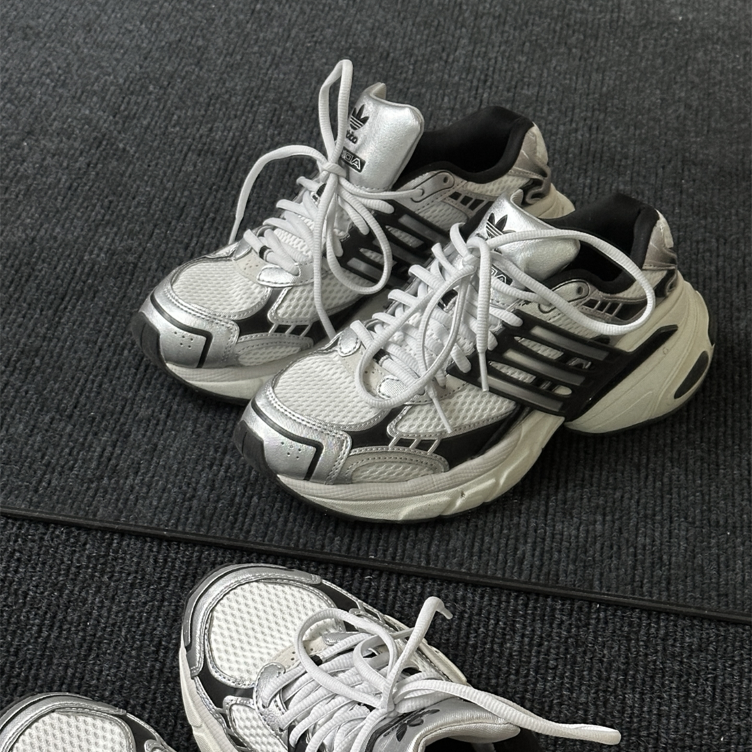 阿迪达斯三叶草 ADISTAR XLG 银黑色男女厚底运动休闲鞋 IH3381