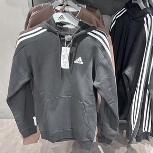 ADIDAS阿迪达斯男女三条纹logo加绒保暖套头衫连帽卫衣 IB4028