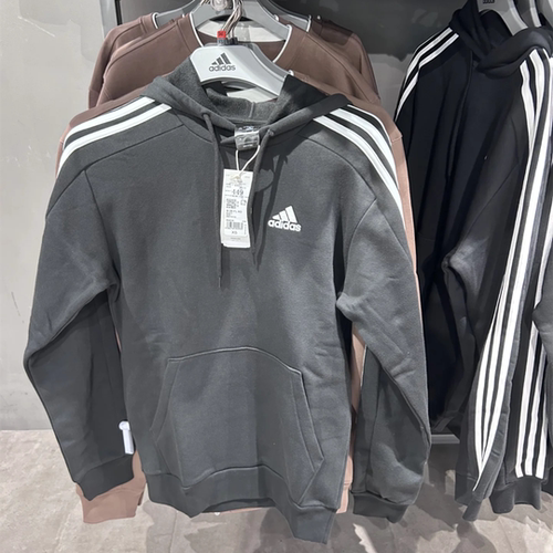 ADIDAS阿迪达斯男女三条纹logo加绒保暖套头衫连帽卫衣 IB4028