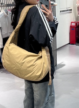 adidas阿迪达斯三叶草运动风斜挎包女腋下包可调节单肩包JX4075
