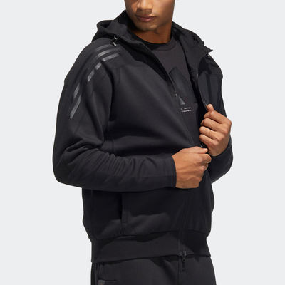 Adidas阿迪达斯休闲男子春秋运动跑步训练夹克连帽厚外套 HE7404