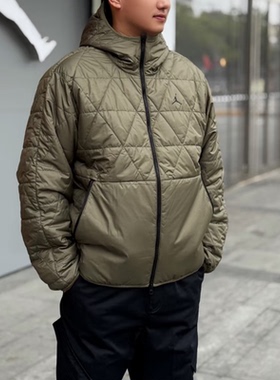 NIKE耐克Jordan冬季男款外套轻薄棉服连帽保暖棉衣夹克FZ3163-222