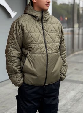 NIKE耐克Jordan冬季男款外套轻薄棉服连帽保暖棉衣夹克FZ3163-222