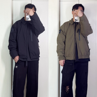 Adidas阿迪达斯休闲运动男士翻领宽松翻领棉服夹克JD6663 JD1123