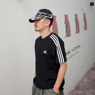 新款 宽松跑步运动服纯棉半袖 男T恤夏季 ADIDAS阿迪达斯短袖 IC9334