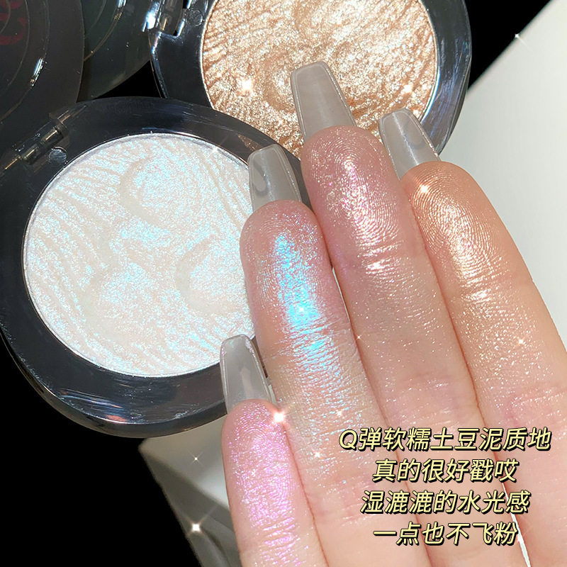 xixi月池暗黑高光粉盘土豆泥质地珠光碎钻细闪提亮卧蚕单色眼影