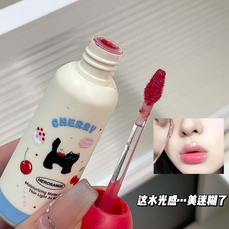 HERORANGE喵呜萌语镜面唇釉哑光雾面持久唇釉不沾杯丝绒唇彩跨境