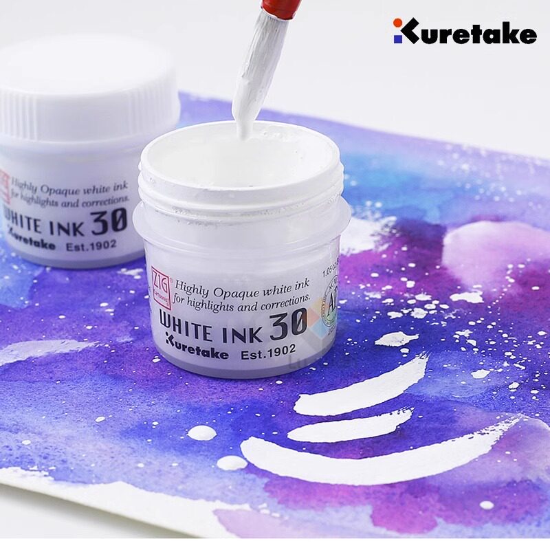吴竹漫画墨水防水白色绘画高光水彩颜料画笔手绘修正墨液耐水30ml