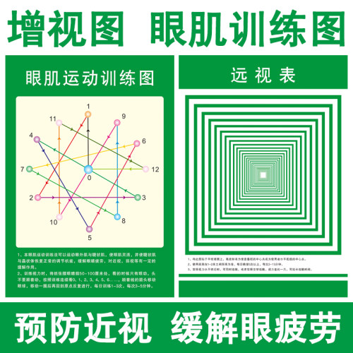 视力矫正恢复训练图墙贴远视图
