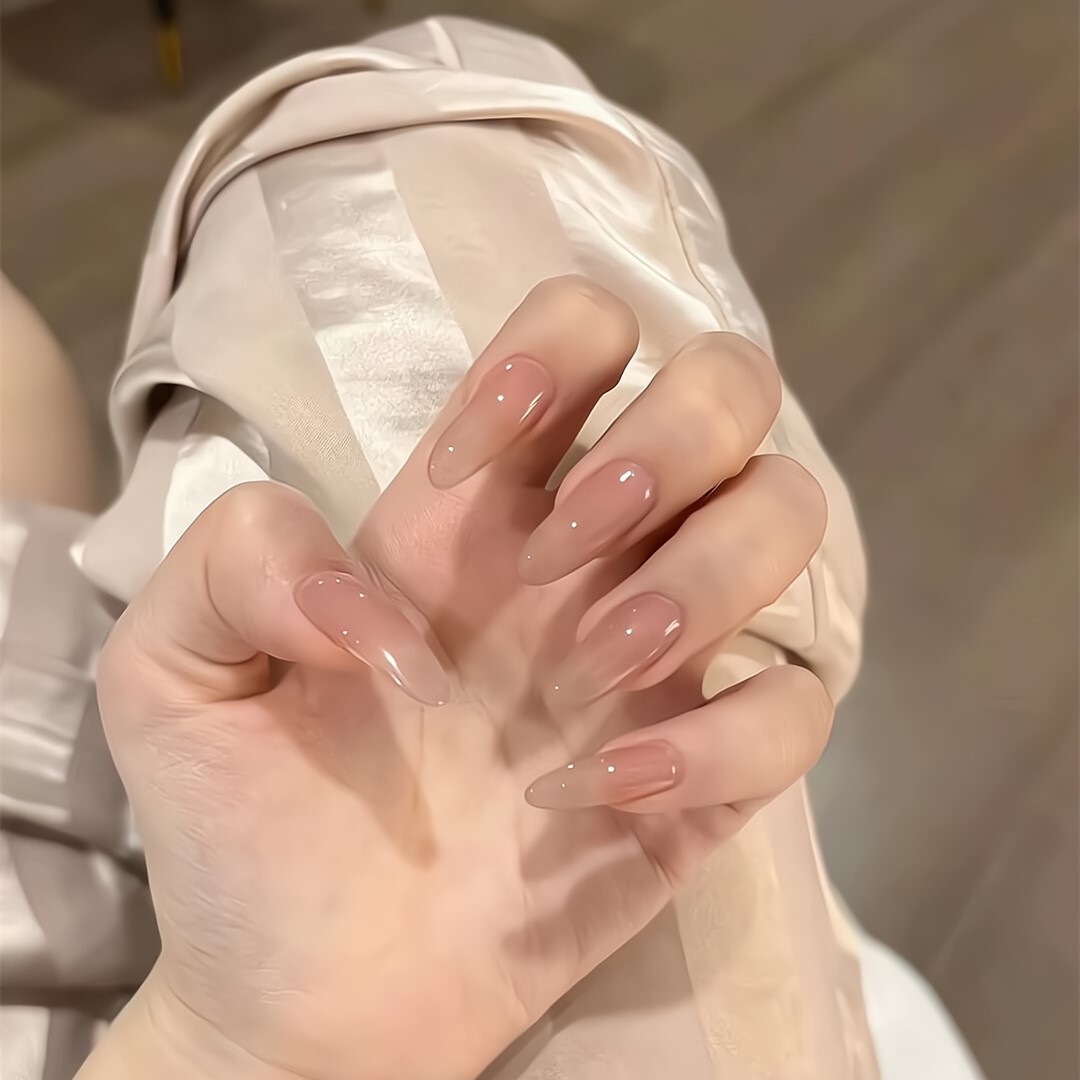 绝美~裸色手工穿戴美甲