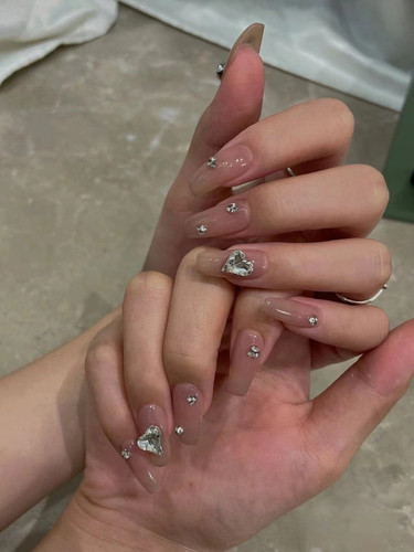 手工定制穿戴甲透色堆钻美甲冰透裸色假指甲成品可拆卸贴片显白款
