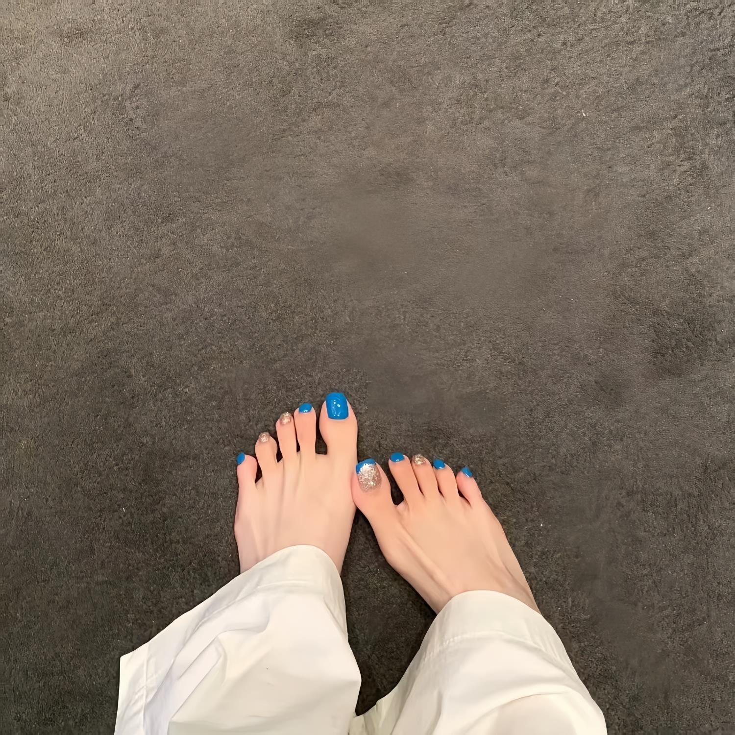 纯手工光疗甲成品脚趾甲美甲贴脚美甲纯色美甲亮片法式显白脚趾甲