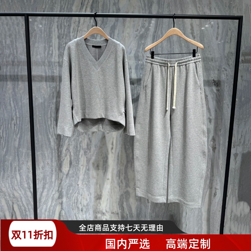 现货M家2025秋季新款女套装V领卫衣MBE3SWS002弯刀卫裤MBE3PAT013