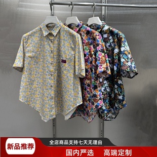 上衣女5P6212810 现货江南家205夏季 新款 宽松复古港风碎花短袖 衬衫